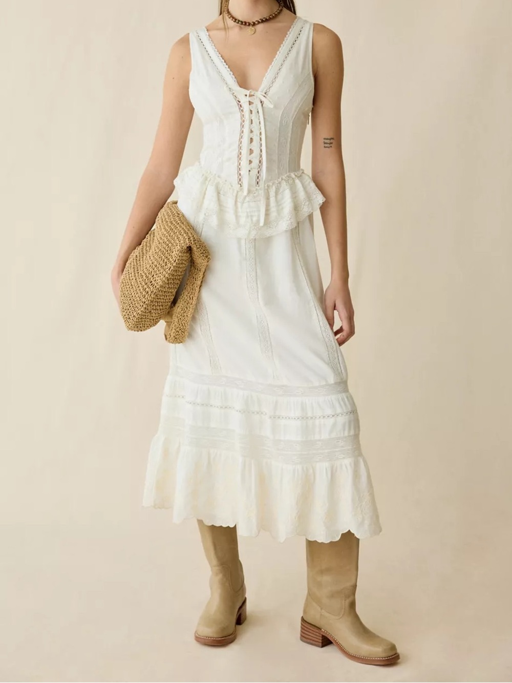 NEW NWT urban outfitters perfectly victorian lace trim corset midi dress small